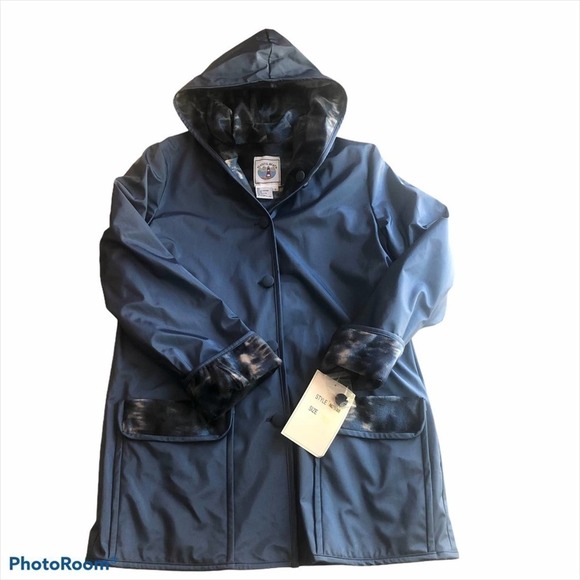 Vintage Atlantic Beach Coat Jacket Blue Size Small Rain Wind Snow Coastal - Picture 6 of 8